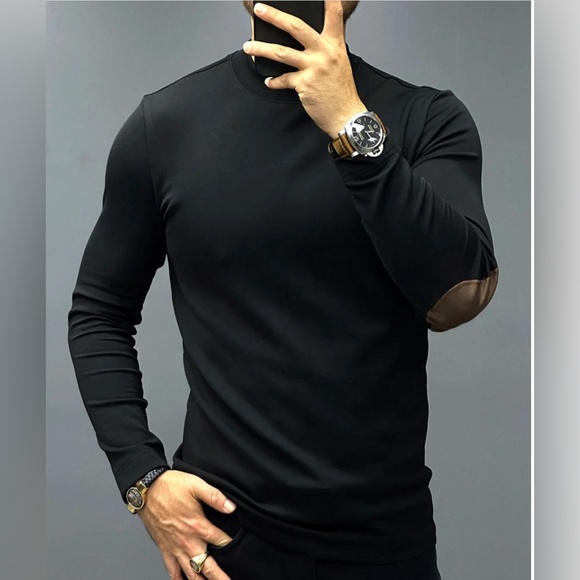 NWT FIOBOC Modal Blend Elbow Patch Long Sleeve Tee:Slim Fit - XL - Picture 6 of 6